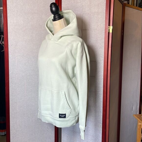 Abercrombie & Fitch Mint Green Fleece Lined Relaxed Fit Hoodie (Size: Small) - Picture 3 of 11